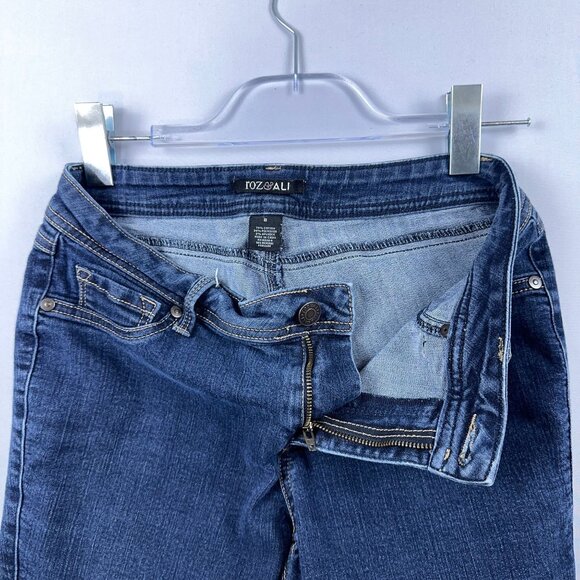 Roz & Ali Skinny Jeans Womens SZ 8 Mid Rise Medium Wash Embroidered Pockets Blue - Picture 5 of 12